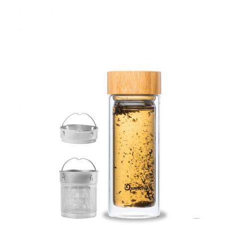 Théière en verre bambou double paroi 320 ml