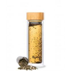 Théière en verre bambou double paroi 430 ml