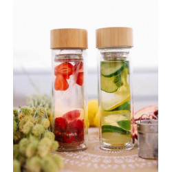 Théière en verre bambou double paroi 430 ml