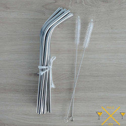 Pailles Inox Courbées réutilisables  - Sachet de 10 PailleInox - 1