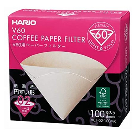 Paquet de 100 filtres blancs Hario pour Dripper 1/4 tasses