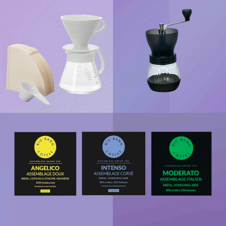 Coffret cadeau Slow Coffee Beginner - Kit V60 céramique + moulin - Grains - 1/4 tasses  - 1