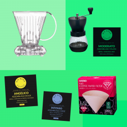 Coffret cadeau Slow Coffee Beginner - Dripper + filtres + moulin - Grains - 1/2 tasses  - 1