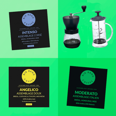 Kit découverte Easy Brew - French Press Basic + moulin - Grains - 2 tasses  - 1