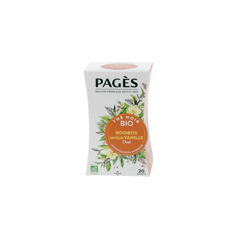 Thé noir Rooibos BIO saveur vanille 24 sachets Pagès - 1