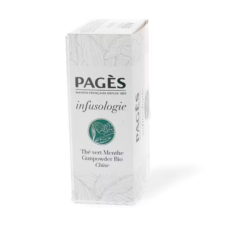 Thé Vert Menthe Gunpowder bio Pagès 24 sachets