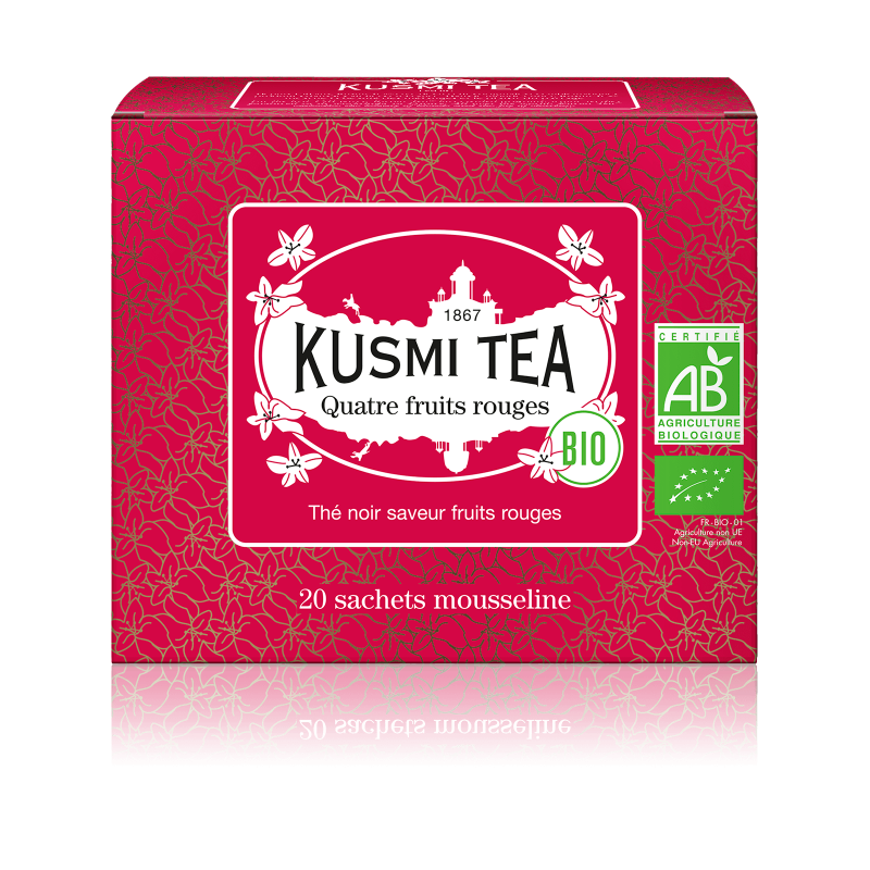 Thé Quatre Fruits Rouges Bio  Kusmi Tea  - Etui 20 sachets mousseline - 40gr
