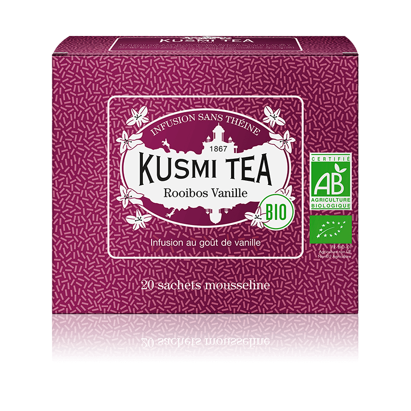 Thé Rooibos Vanille Bio Kusmi Tea - Etui 20 sachets mousseline - 40gr net