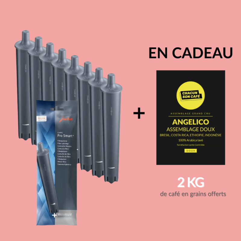 Lot de 8 cartouches filtrantes Jura Claris Pro Smart + 2 kilo de café offert !